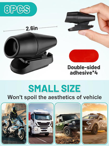 8PCS Wind & Ultrasonic Deer Safe Whistles for Vehicles - Deer Horn with Self-Adhesive Tape, Automotive Safety Kits for Car Avoid Collisions