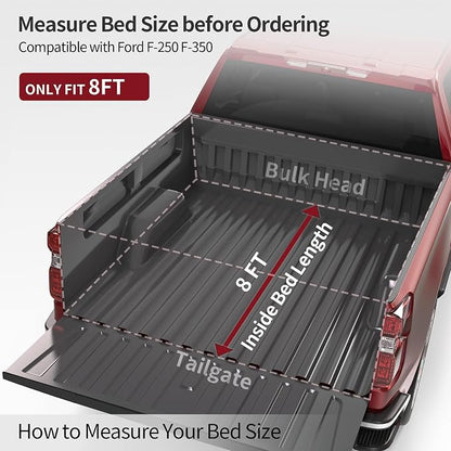 OEDRO Soft Roll Up Truck Bed Tonneau Cover Compatible with 1999-2026 Ford F250 F350 F-250 F-350 Superduty 8 ft Bed