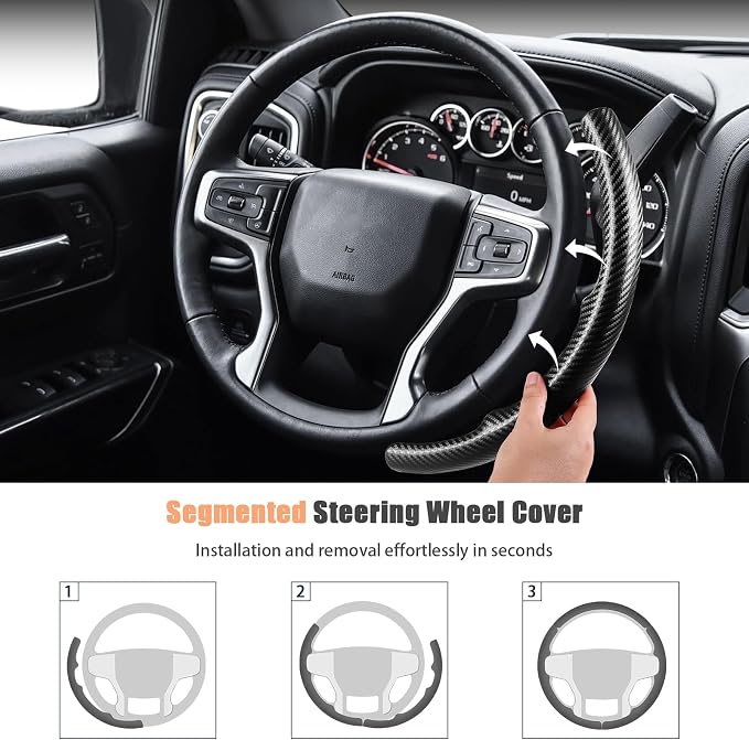 Aimato Customized Steering Wheel Cover for Chevy Silverado 1500 2019-2026/2500 3500 2020-2026/Blazer 2019-2025/Suburban Tahoe 2021-2024,Thin,Anti-Slip,Scratch-Resistant Car Accessory for Chevrolet