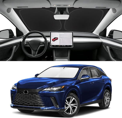 Custom Fit Windshield Sun Shade for Lexus RX 2023-2026 RX 350, RX 350 F Sport, RX 350L, Blocks UV & Heat, Front Window Sunshade Accessories, Easy Fold & Store Keep Your Car Cooler