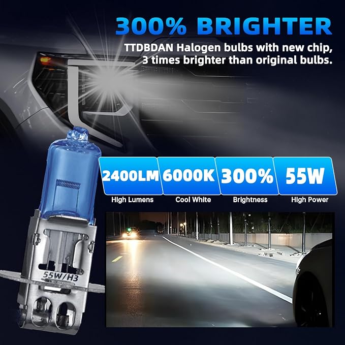 Fog lights Fit For Nissan Frontier 2001-2002 Halogen Headlight Bulbs,H3 Fog Lights Bright Lights Combo,Plug & Play,Pack of 2 (Nissan Frontier 2001-2002 Halogen Fog Lights)