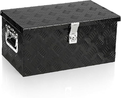 20" L x 12" W x 9.5" H Aluminum Truck Bed Tool Box, Pick Up RV Trailer Toolbox Storage Lockable Organizer with Side Handle and Lock Keys, Black