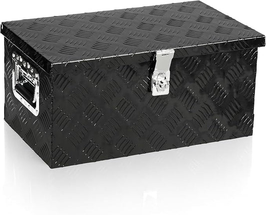 20" L x 12" W x 9.5" H Aluminum Truck Bed Tool Box, Pick Up RV Trailer Toolbox Storage Lockable Organizer with Side Handle and Lock Keys, Black