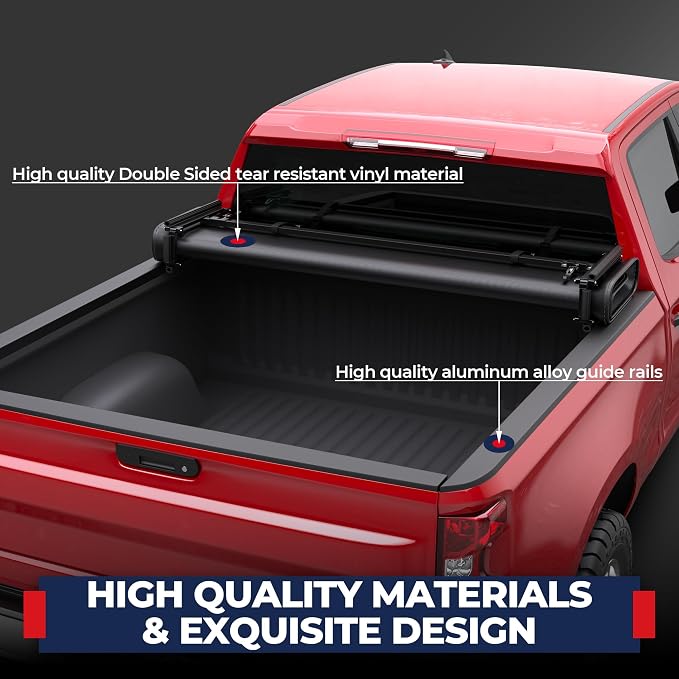 MOSTPLUS Quad Fold Tonneau Soft Cover Truck Bed Compatible for 07-13 Chevy Silverado 1500 GMC Sierra 1500 Four Fold (6.5 FT) On Top