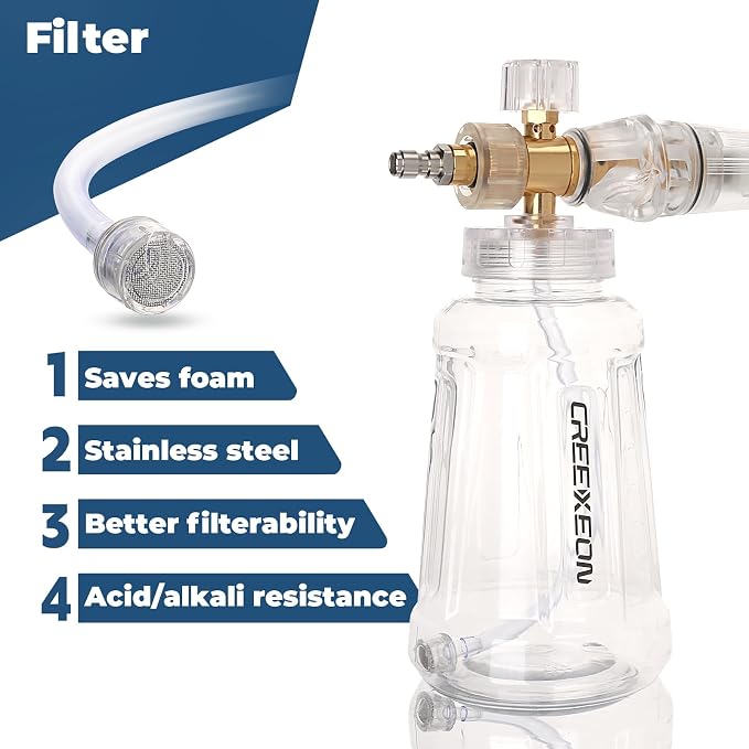 Foam Cannon for Pressure Washer, Adjustable Foam Blaster, M22 and 1/4 Inch Quick Connect, Extra Nozzle 1.1mm