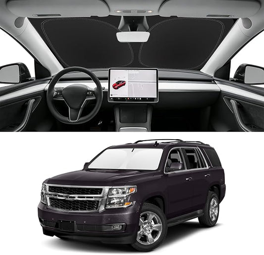 Custom Fit Windshield Sun Shade for Chevy Tahoe 2015-2020, Blocks UV & Heat, Front Window Sunshade Accessories, Easy Fold & Store Keep Your Car Cooler