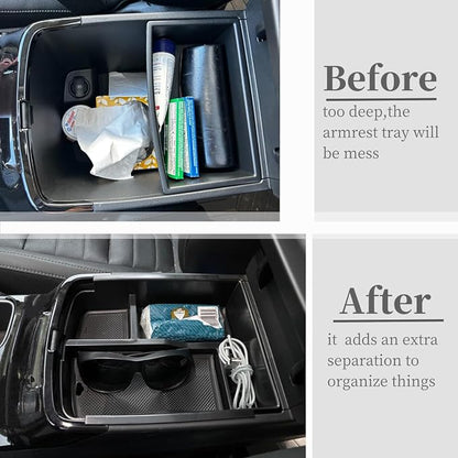 Compatible with Kia Telluride 2026-2020 Center Console Armrest Storage Tray Box ABS Insert Organizer Glove Console Separation Glove Pallet Phone Holder Full Cover