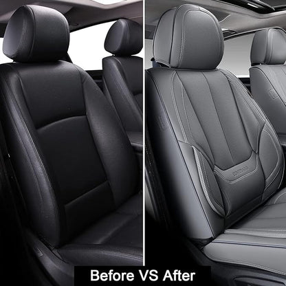 Coverado Front Seat Covers, Waterproof Nappa Leather Car Seat Cover, Sideless Car Seat Covers Front Seats, Driver Seat Cover, Car Seat Protector Universal Fit for Most Sedans SUV Truck, Grey