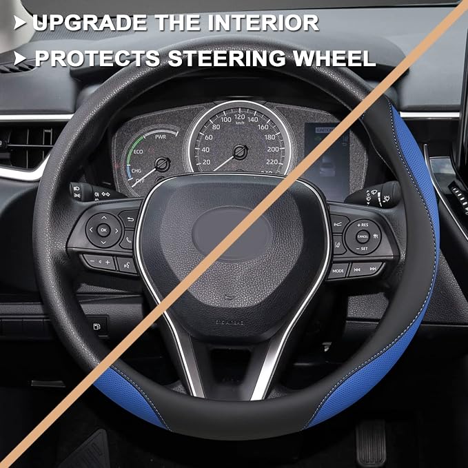 GIANT PANDA Steering Wheel Cover for Toyota, Auto Car Steering Wheel Cover for Toyota Highlander Rav4 Corolla Camry,Standard Size - Blue