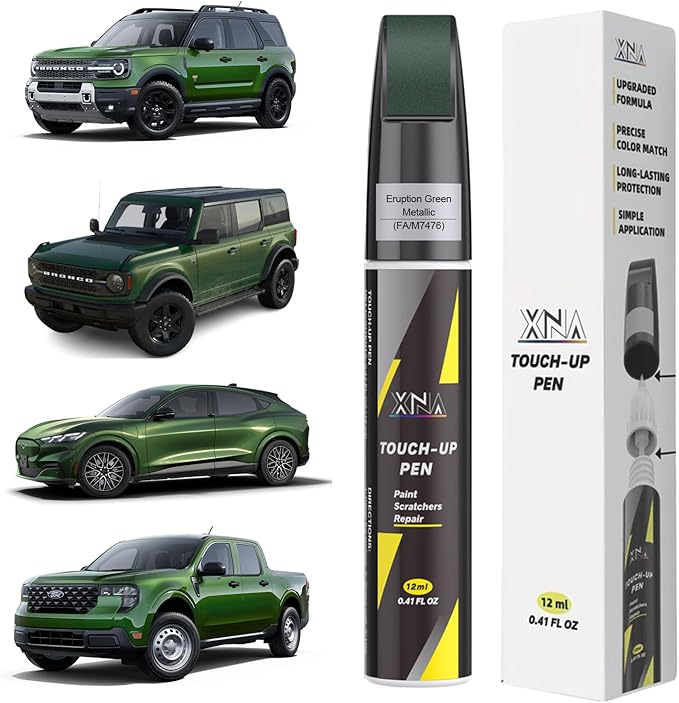 XNA Eruption Green Metallic(FA/M7476) for Ford Touch Up Paint, Car Scratch Remover for Nicks and Chips Repair, 2-In-1 Quick & Easy Fix Car Scratch Repair Kit with Exact Color-Matched
