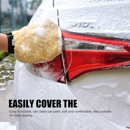 QMX™3-Pack Ultra-Soft Microfiber Car Wash Mitts Scratch-Free Double-Sided Wash & Wax Mitt for Safe Detailing and Paint Care