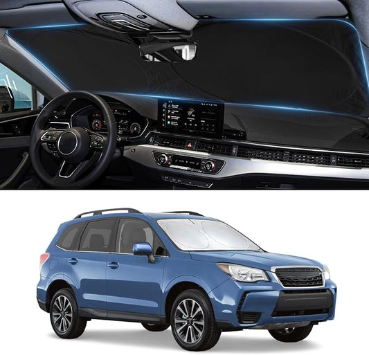 Sun Shade for Forester Windshield Sunshade Custom Fit 2014 2015 2016 2017 2018 Subaru Forester Accessories Front Window Cover Retractable Sun Visor Protector Keep Interior Cool UV Blocker