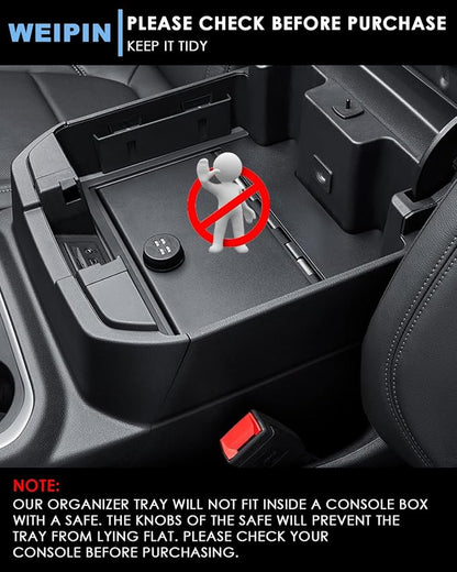 Silverado Sierra Center Console Organizer - Compatible with 2019-2022 Chevy Silverado/GMC Sierra 1500 and 2020-2023 Silverado/Sierra 2500HD 3500HD Armrest - (Full Console w/Bucket Seats ONLY) - Black