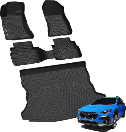 LASFIT Floor Mats & Cargo Mat Fits for Subaru Crosstrek 2018-2023(Not Hybrid) & Impreza Hatchback 2017-2023, All Weather TPE Custom Fit Easy Clean Durable Car Mats for Crosstrek & Impreza Floor Liners