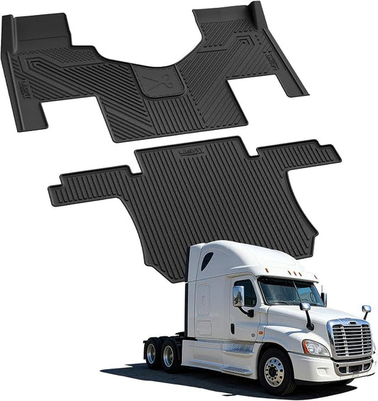 LASFIT Floor Mats for Freightliner Cascadia 2008-2017, All-Weather Protection TPE Car Liners for Freightliner Cascadia Accsessories, Black, Easy to Clean,Only Fit Sleeper Cab Not Fit Day Cab