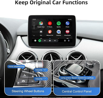 CarPlay Android Auto Adapter Decoder Retrofit Kit Fits Mercedes Benz 2015-2018 A/B/C/E/GLA/GLC/GLS/GLE with NTG System, Supports Wireless CarPlay Android Auto/Mirror Link/Camera/USB Drive/NAV
