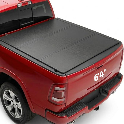 BDFHYK Hard Tri-Fold Tonneau Cover for Ram 1500 2009-2018 1500 Classic 2019-2026 2500/3500 2010-2026 6.4 FT Bed, Waterproof, Low Profile, Anti-Theft Lock, Easy Install, Incompatible with RamBox