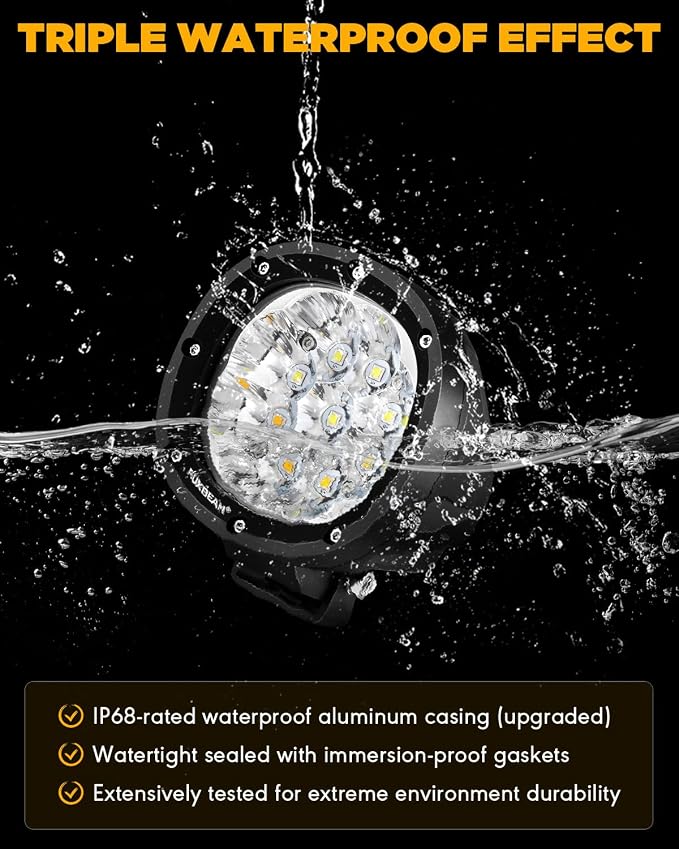 Auxbeam 4 Inch Round Offroad Light, 90W LED Amber White Spot Strobe Light Pods with 6 Modes, Dual Color Flashing Driving Fog Lights Bar Plug & Play for Truck, Pickup, SUV, ATV, UTV, 4x4, Jeep