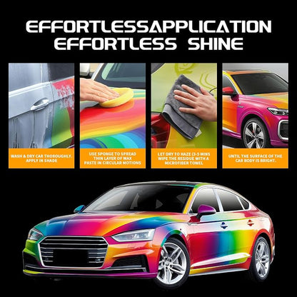 Premium Carnauba Wax 30% Conc. - Ultimate Paint Protection for Luxury Cars | 3-Month UV & Acid Rain Shield | Hydrophobic Ceramic Coating Enhancer