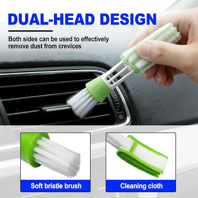 Car Detailing Kit, Extendable Windshield Cleaner with 5 Upgraded Reusable Microfiber Pads | Interior/Exterior Auto Glass & Wheel Cleaning Tool