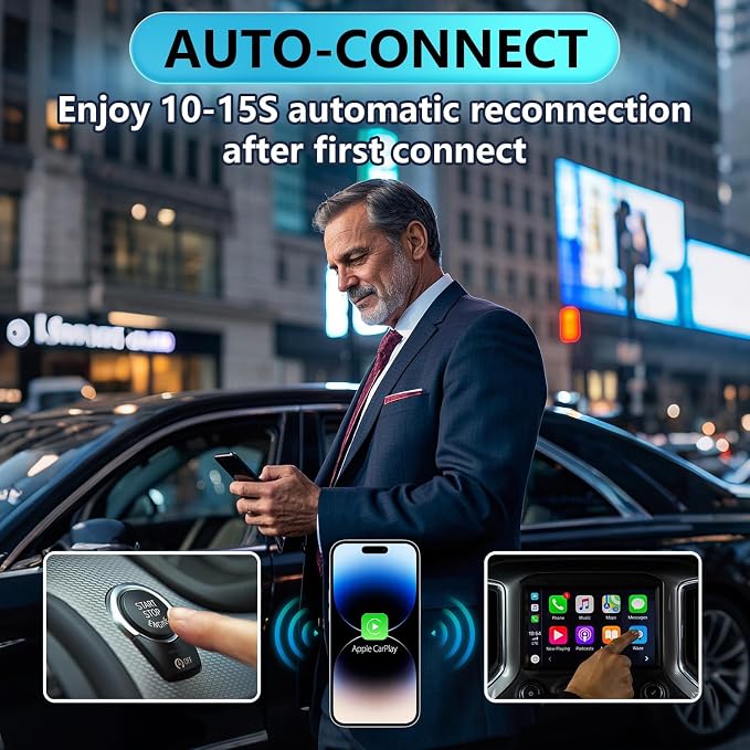 Wireless CarPlay Adapter for Apple, Convert Wired to Wireless Apple Car Play Adapter, Compatible with iOS 10+ and 2017+ Cars, Play and Plug, Stable Connection
