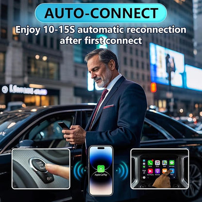 Wireless CarPlay Adapter for Apple, Convert Wired to Wireless Apple Car Play Adapter, Compatible with iOS 10+ and 2017+ Cars, Play and Plug, Stable Connection