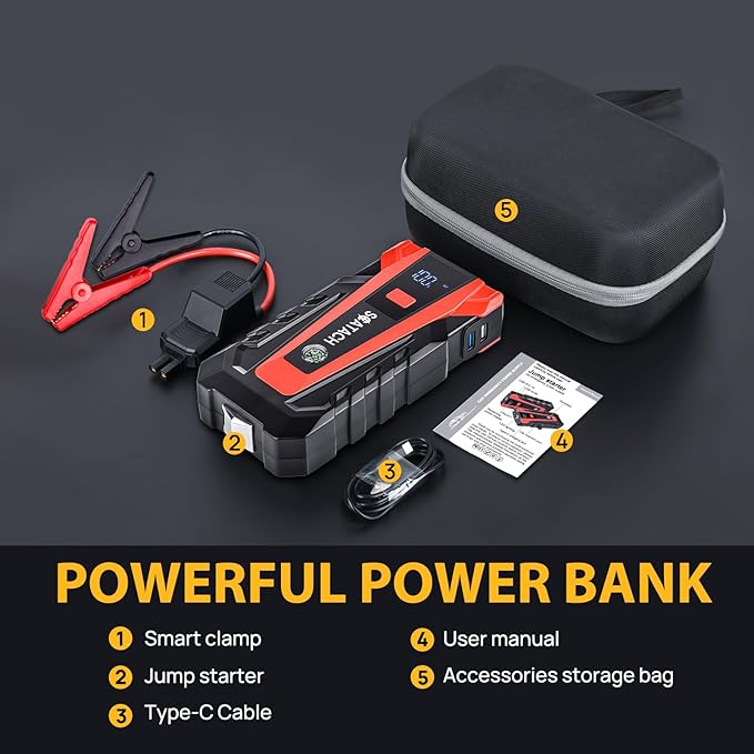 Scatach 3000A Car Battery Jump Starter,12V Jump Starter Battery Pack Portable (up to 9.0L Gasoline and 7.0L Diesel Engine), Jump Box with 3 Modes Flashlight and Jumper Cables