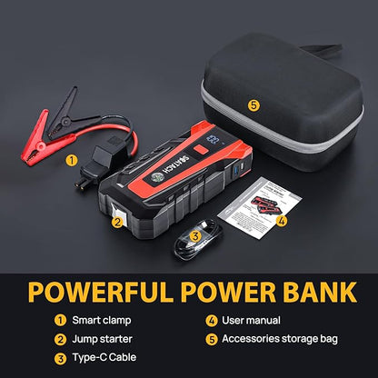 Scatach 3000A Car Battery Jump Starter,12V Jump Starter Battery Pack Portable (up to 9.0L Gasoline and 7.0L Diesel Engine), Jump Box with 3 Modes Flashlight and Jumper Cables