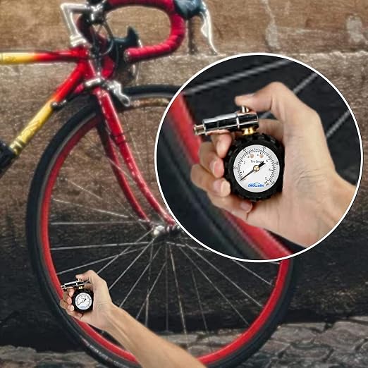 Presta Valve Gauge, GODESON Analog Presta Valve Bicycle Tire Pressure Gauge,100PSI/7Bar, Suitbale for Hybrid Bike Tire Inflation Range