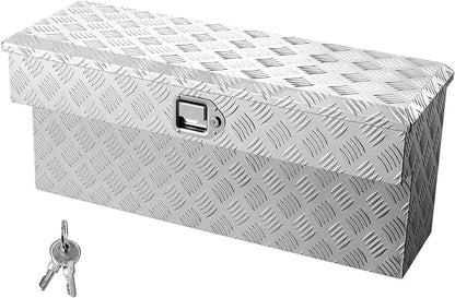 VEVOR Truck Bed Tool Box, Heavy Duty Aluminum Tool Box with Tread Patterns, Storage Toolbox Chest Organizer with Lock and Key, Ideal for Pickup, Truck Bed, RV, Trailer, 34 x 12 x 15.4 in, Silver