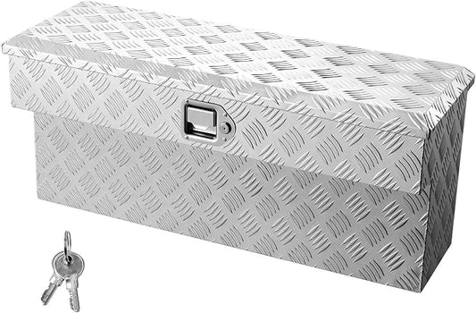 VEVOR Truck Bed Tool Box, Heavy Duty Aluminum Tool Box with Tread Patterns, Storage Toolbox Chest Organizer with Lock and Key, Ideal for Pickup, Truck Bed, RV, Trailer, 34 x 12 x 15.4 in, Silver