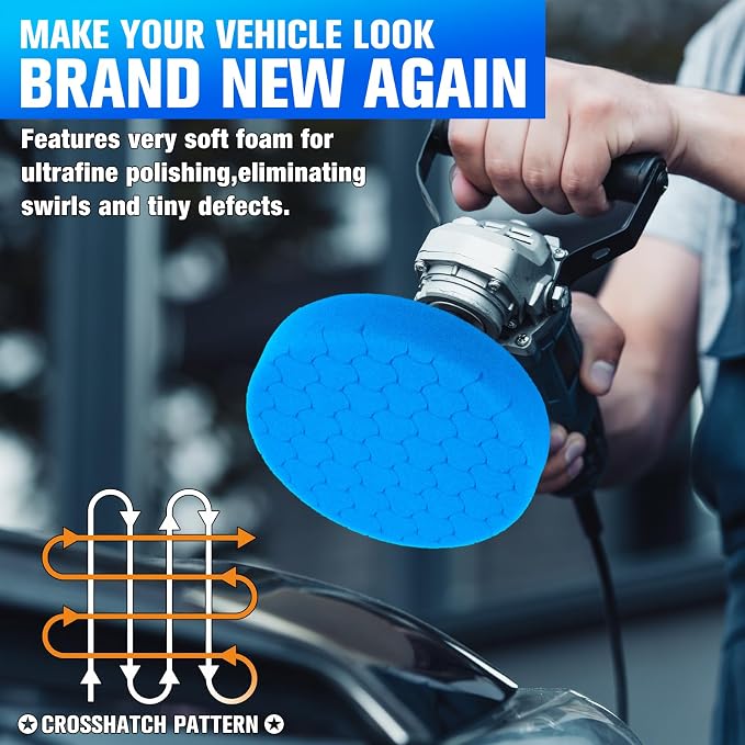 Blue Polish Pad, Buffing Polishing Pads, 1Pc 5.5 Inch Face for 5 Inch 125mm Backing Plate Compound Buffing Sponge Pads for Car Buffer Polisher Compounding, Polishing and Waxing