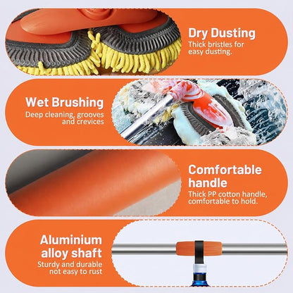 Sobotoo Car Wash Brush with Long Handle 50" Car Wash Brush Mop Cleaning Tool Chenille Microfiber RV Wash Mop Scratch-Free for Washing Detailing Cars Truck SUV RV Trailer Boat
