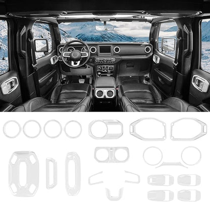 for Wrangler JL Interior Trim Kit White Dashboard for Jeep Wrangler JL JLU Gladiator JT 2018-2023 White Interior Accessories 21pcs
