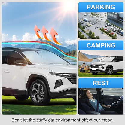 Windshield Sun Shade for Hyundai Tucson Accessories 2022-2024 2025 2026- Windshield Sunshade Cover Front Window Shade Custom Fit Tucson Sun Visor Protector Foldable Blocks UV Rays