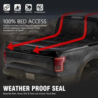 DNA Motoring New Upgrade Truck Bed Top Hard Solid Tri-Fold Tonneau Cover Compatible with 89-94 Toyota Pickup / 95-04 Tacoma 6' Bed, TTC-HARD-051
