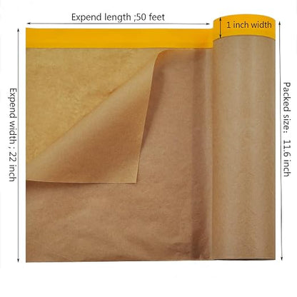 Pre-Taped Masking Paper for Painting,Tape and Drape, 22inch-50feet Painters Paper Roll, Automotive Paint Paper for Painting Protection, Paint Masking, Wall Covering (1 Roll)
