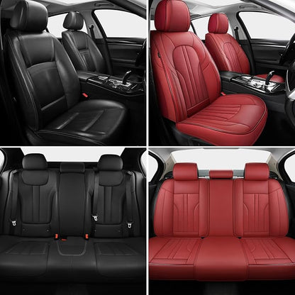 Red Car Seat Covers,Leather Car Seat Cover, Waterproof Seat Covers Full Set