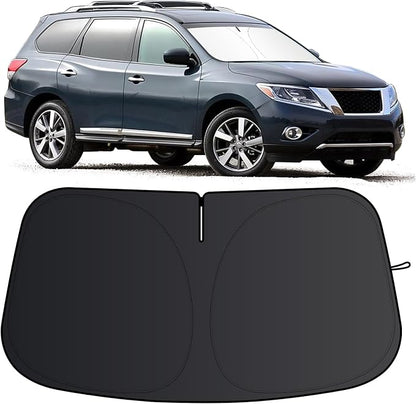 Windshield Sun Shade for Nissan Pathfinder 2013-2020 Foldable Sun Visor Protector for Pathfinder Accessories Sunshade Car Front Window Sunshades Blocks UV Rays
