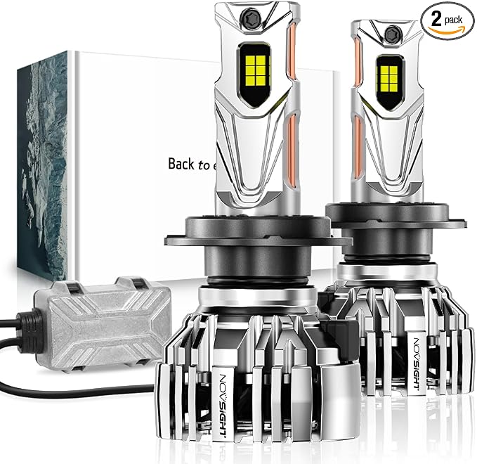 NOVSIGHT H7 LED Fog Lights Bulbs - 55000 Lumens,140W 6500K Cool White Light,IP68 Waterproof,Efficent Cooling System, Pack of 2