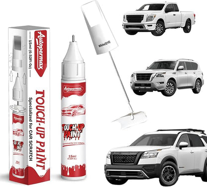 Q10 White Car Touch Up Paint for Nissan, Color Accurate Two-In-One Car Paint Scratch Repair Pen, Professional Scratch Remover for Vehicles Chips and Nicks Scuff