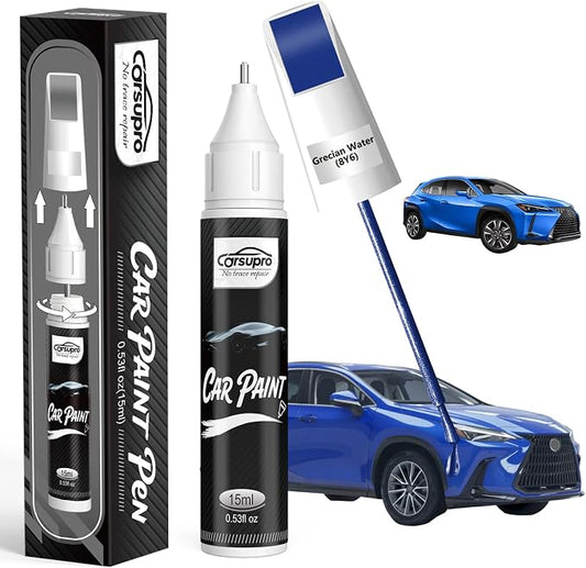 Grecian Water(8Y6) for Lexus Touch Up Paint Pen, 2 in 1 Car Scratch Remover with Pen Tip and Brush, Precise Color Match for Car Paint Scratch Repair, Quickly and Easily Fix Chips and Nicks