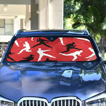 Cars Front Sun Shade Windshield,Foldable Reflective Sun Visor Japan Martial Arts Karate Windshield Sunshade Cover,Blocks UV Ray Sun Protect Interior Keep Cool,55" x 27.6"