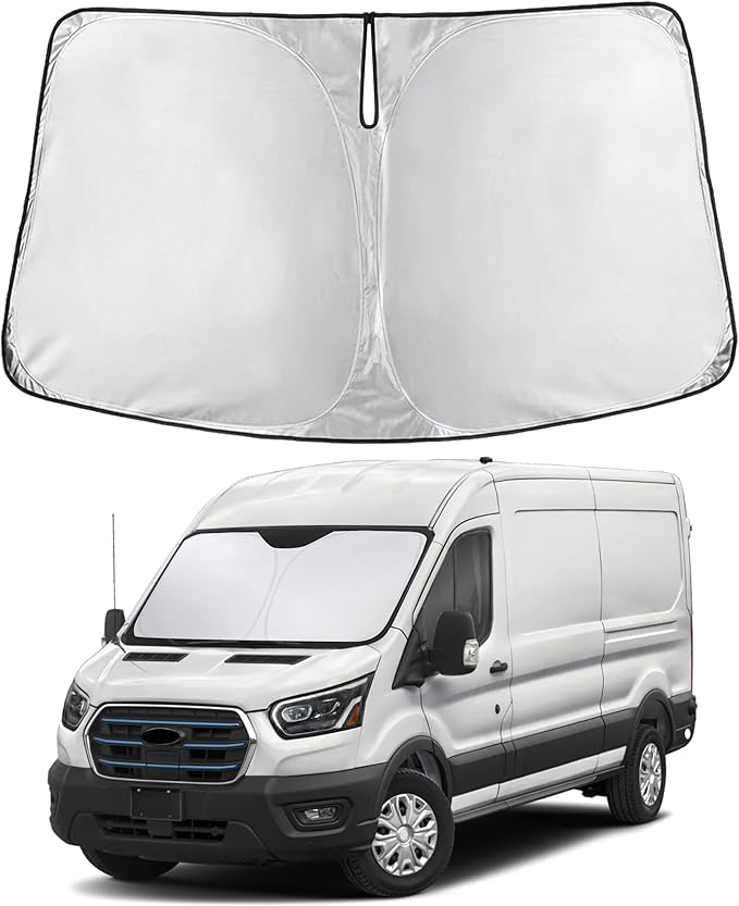 EcoNour Windshield Sunshade Compatible for Ford ETransit 2022-2024 2025 2026, Sun Visor for Front Windshield & Window Sun Shade Cover, UV Heat Blocker & Protector, Car Accessories