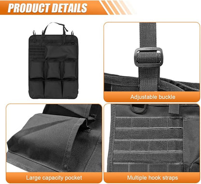 Car Backseat Organizer, Waterproof Oxford Automotive Seat Back Protector with 8 Pockets, Hanging Vehicle Behind Seat Storage Bag, Universal Travel Accessories for RV, SUV, Truck(Black)
