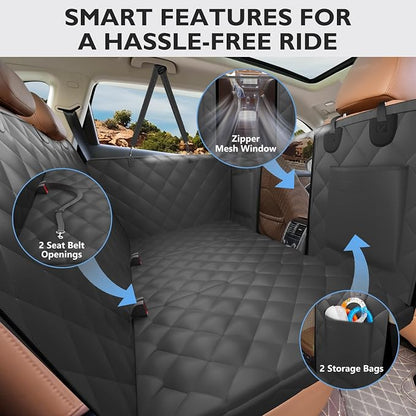 Back Seat Extender for Dogs-Large Space, Hard Bottom Egg Crate Foam Soft Dog Car Seat Cover, Sturdy Backseat Extender for Dogs, Waterproof Pet Car Bed Dog Hammock for Car, SUV, Truck