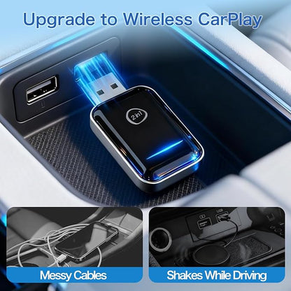 2-in-1 Wireless CarPlay & Android Auto Adapter (2026 Upgraded), Fast 5GHz/2.4GHz Dual-Band WiFi, No Delay Plug & Play Dongle, Auto-Connect Mini Adapter for Wired CarPlay/Android Auto Cars