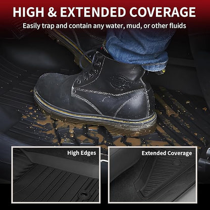 LASFIT Floor Mats for Toyota Tacoma 2016-2023 Double Cab (Only for Automatic) All Weather Custom Fit Floor Liner for Tacoma SR/SR5/TRD/Limited/Trail TPE Mats Front&Rear 2 Row Car Mats, Black