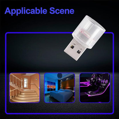 USB LED Car Interior Night Light, 2 PCs, Atmosphere Lamp, Mini Decoration Light, Car Interior Ambient Atmosphere Night Lamp, USB Night Light for All Car Interiors (Blue)