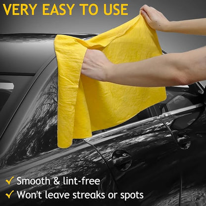 6 Pack Shammy Cloth for Car Drying 26”x17”, Absorbent Chamois Towel for Car, Reusable Shammy Towel Chamois Cloth for Car, Dust Remove, No Scratch/Spot Streak, Yellow